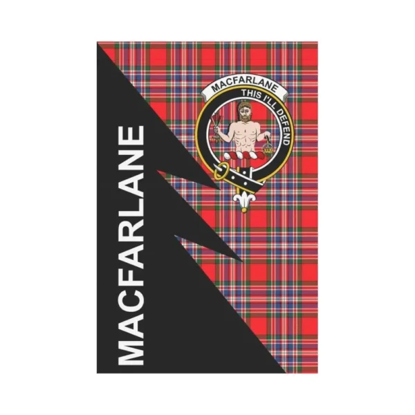 Tartanclans Garden Flag, Clan MacFarlane Plaid & Crest Tartan Flag, Flash Style