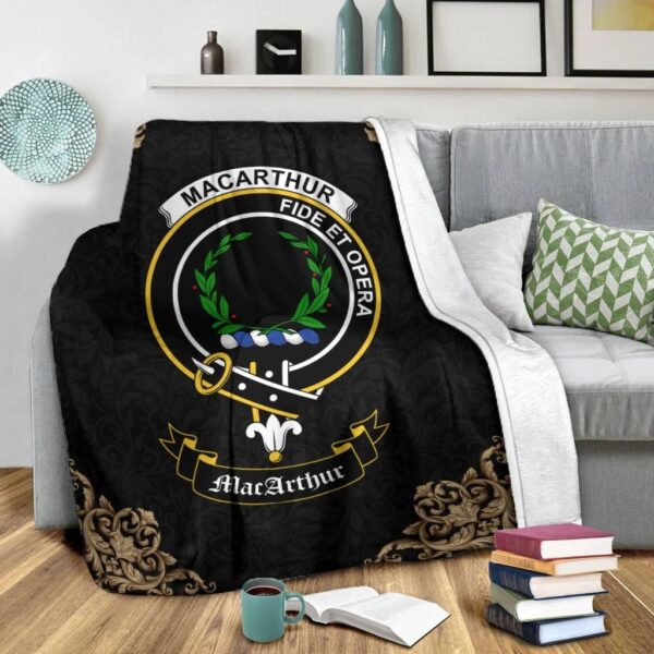 MacArthur (or Arthur) Clan Premium Blanket, Scottish Tartan MacArthur (or Arthur) Clans Blanket Black Style - Image 2