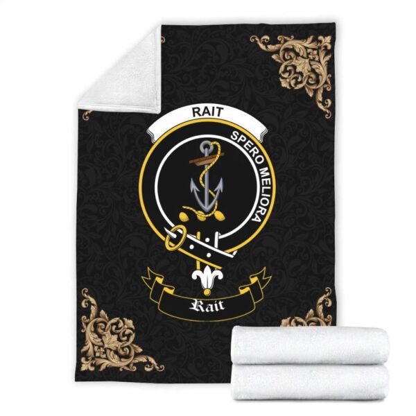 Rait Clan Premium Blanket, Scottish Tartan Rait Clans Blanket Black Style