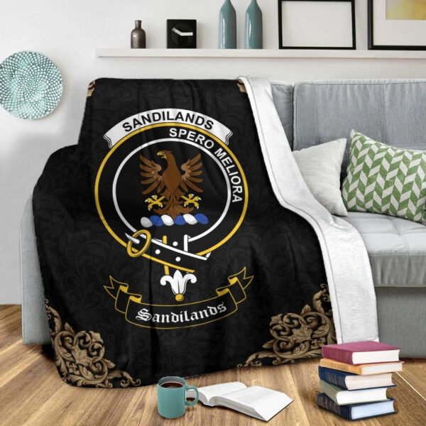 Sandilands Clan Premium Blanket, Scottish Tartan Sandilands Clans Blanket Black Style - Image 2