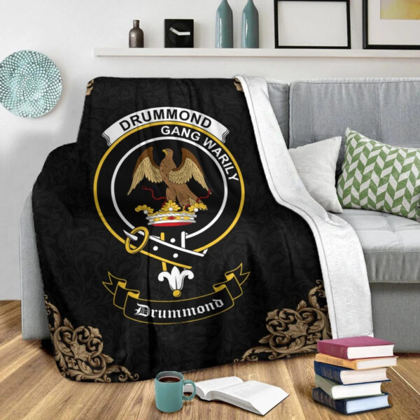 Drummond Clan Premium Blanket, Scottish Tartan Drummond Clans Blanket Black Style - Image 2