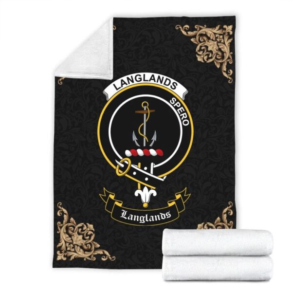 Langlands Clan Premium Blanket, Scottish Tartan Langlands Clans Blanket Black Style