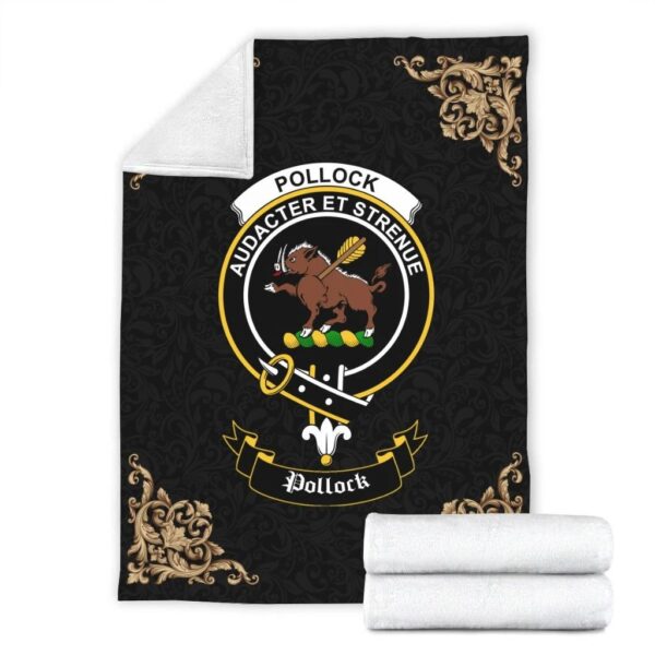 Pollock Clan Premium Blanket, Scottish Tartan Pollock Clans Blanket Black Style