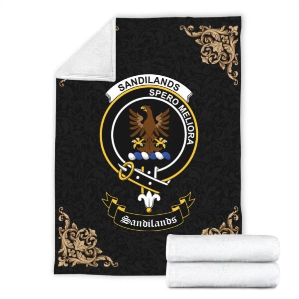 Sandilands Clan Premium Blanket, Scottish Tartan Sandilands Clans Blanket Black Style