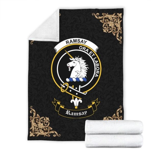 Ramsay Clan Premium Blanket, Scottish Tartan Ramsay Clans Blanket Black Style