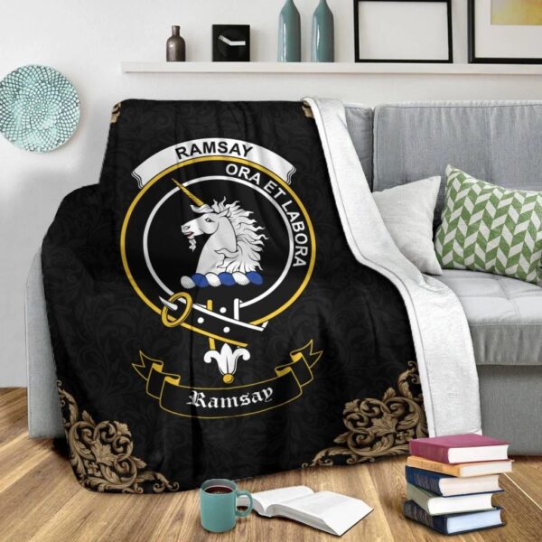 Ramsay Clan Premium Blanket, Scottish Tartan Ramsay Clans Blanket Black Style - Image 2