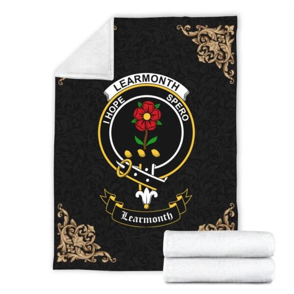 Learmonth Clan Premium Blanket, Scottish Tartan Learmonth Clans Blanket Black Style