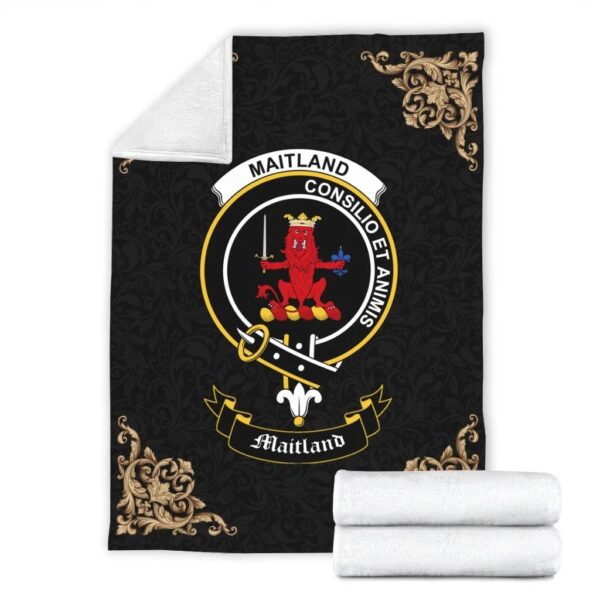 Maitland Clan Premium Blanket, Scottish Tartan Maitland Clans Blanket Black Style