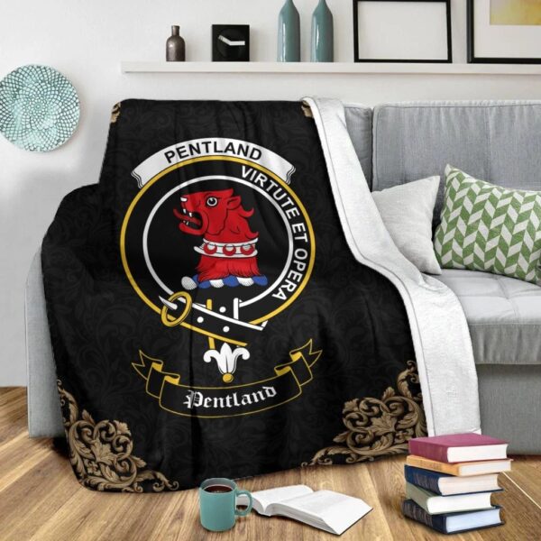 Pentland Clan Premium Blanket, Scottish Tartan Pentland Clans Blanket Black Style - Image 2