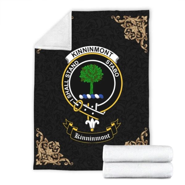 Kinninmont Clan Premium Blanket, Scottish Tartan Kinninmont Clans Blanket Black Style