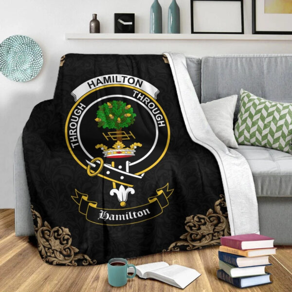 Hamilton Clan Premium Blanket, Scottish Tartan Hamilton Clans Blanket Black Style - Image 2