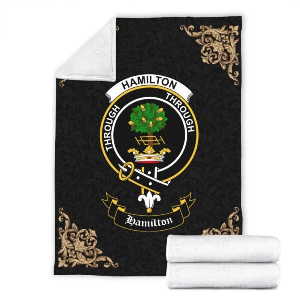 Hamilton Clan Premium Blanket, Scottish Tartan Hamilton Clans Blanket Black Style