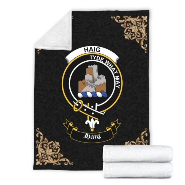 Haig Clan Premium Blanket, Scottish Tartan Haig Clans Blanket Black Style