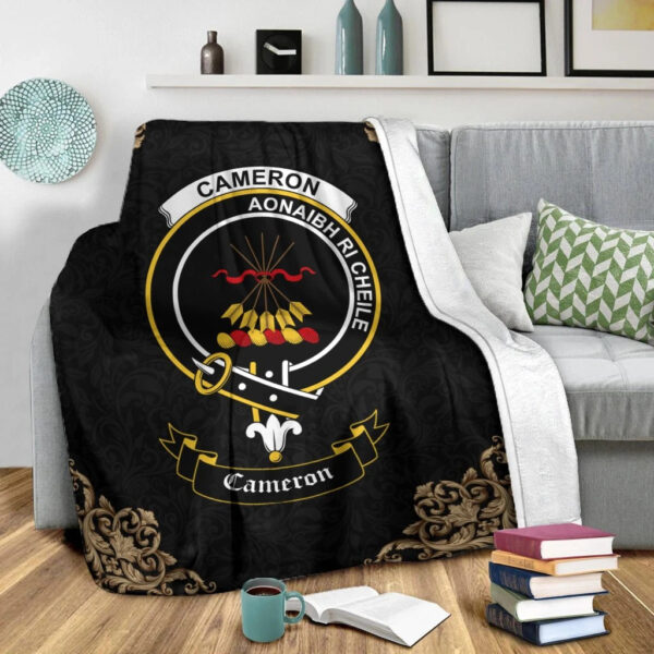 Cameron Clan Premium Blanket, Scottish Tartan Cameron Clans Blanket Black Style - Image 2