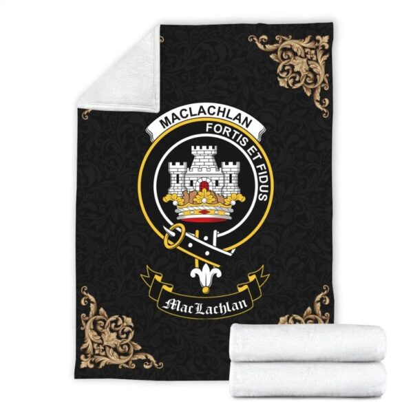 MacLachlan Clan Premium Blanket, Scottish Tartan MacLachlan Clans Blanket Black Style