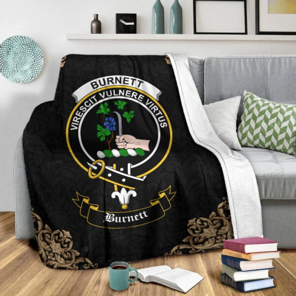 Burnett Clan Premium Blanket, Scottish Tartan Burnett Clans Blanket Black Style - Image 2