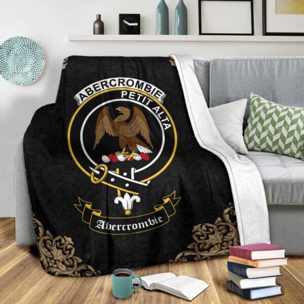 Abercrombie Clan Premium Blanket, Scottish Tartan Abercrombie Clans Blanket Black Style - Image 2