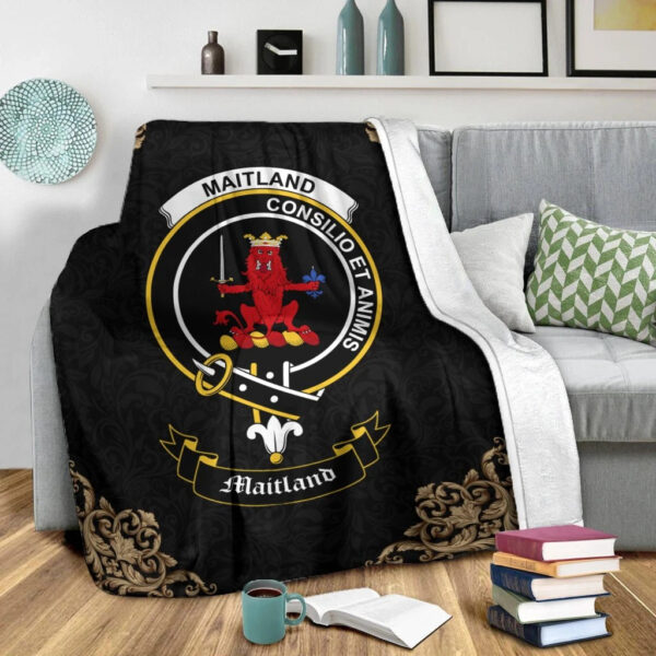 Maitland Clan Premium Blanket, Scottish Tartan Maitland Clans Blanket Black Style - Image 2