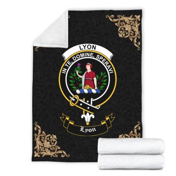 Lyon Clan Premium Blanket, Scottish Tartan Lyon Clans Blanket Black Style