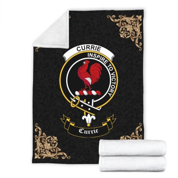 Currie or Curry Clan Premium Blanket, Scottish Tartan Currie or Curry Clans Blanket Black Style