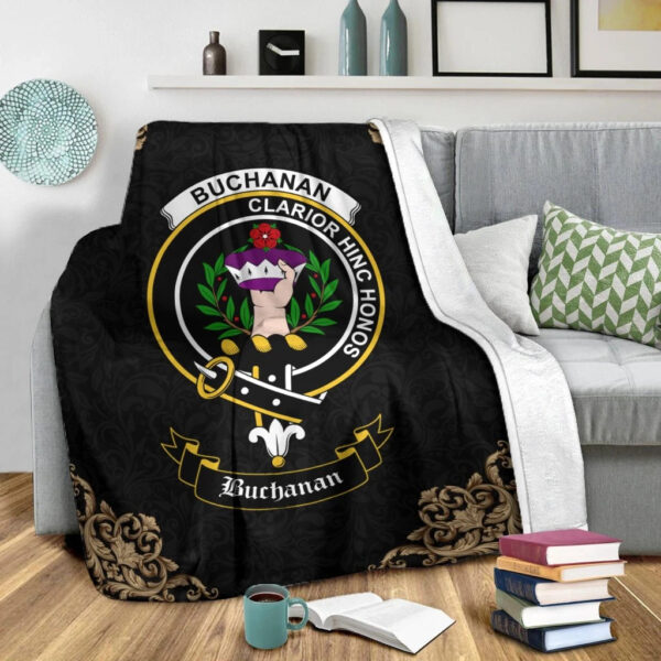 Buchanan Clan Premium Blanket, Scottish Tartan Buchanan Clans Blanket Black Style - Image 2