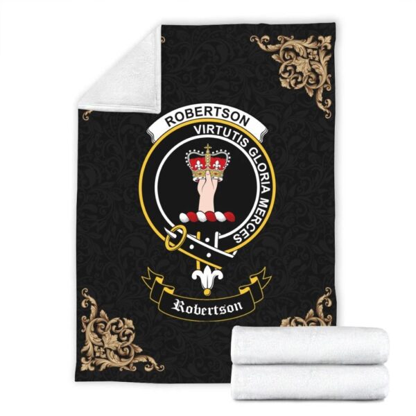 Robertson Clan Premium Blanket, Scottish Tartan Robertson Clans Blanket Black Style