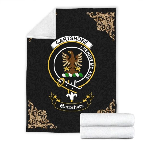 Gartshore Clan Premium Blanket, Scottish Tartan Gartshore Clans Blanket Black Style