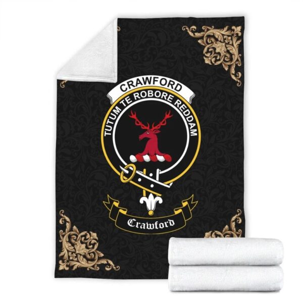 Crawford Clan Premium Blanket, Scottish Tartan Crawford Clans Blanket Black Style