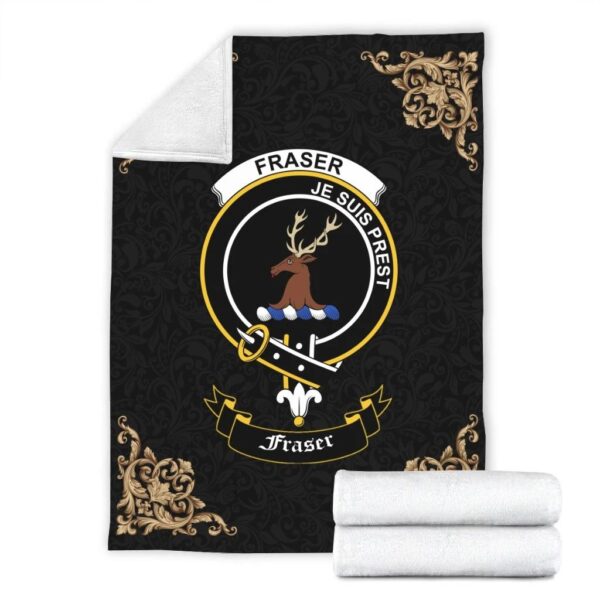 Fraser (of Lovat) Clan Premium Blanket, Scottish Tartan Fraser (of Lovat) Clans Blanket Black Style