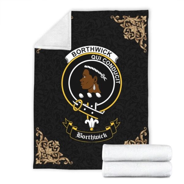 Borthwick Clan Premium Blanket, Scottish Tartan Borthwick Clans Blanket Black Style