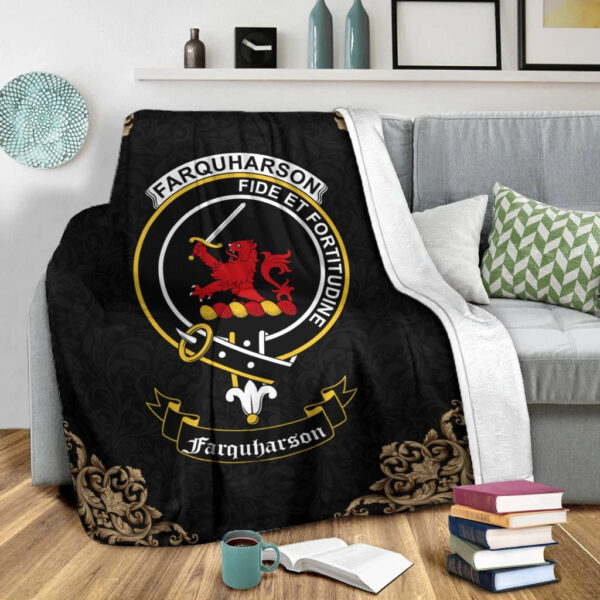 Farquharson Clan Premium Blanket, Scottish Tartan Farquharson Clans Blanket Black Style - Image 2