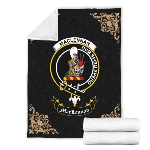 MacLennan Clan Premium Blanket, Scottish Tartan MacLennan Clans Blanket Black Style