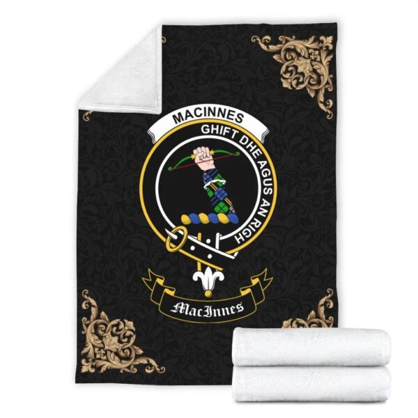 MacInnes Clan Premium Blanket, Scottish Tartan MacInnes Clans Blanket Black Style