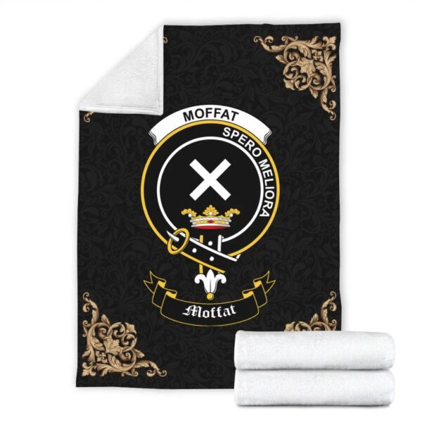 Moffat Clan Premium Blanket, Scottish Tartan Moffat Clans Blanket Black Style