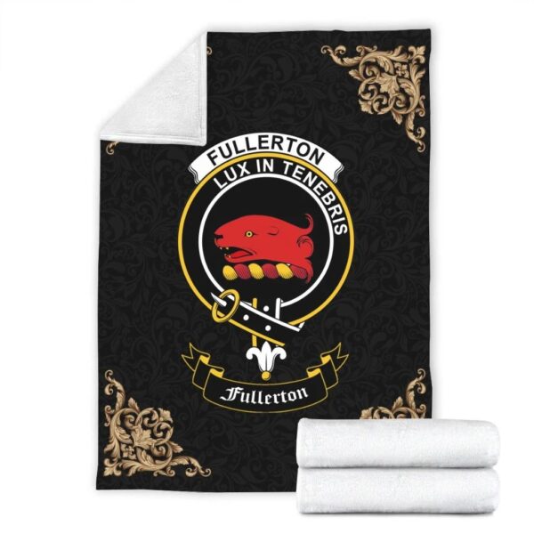 Fullerton Clan Premium Blanket, Scottish Tartan Fullerton Clans Blanket Black Style