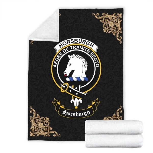 Horsburgh Clan Premium Blanket, Scottish Tartan Horsburgh Clans Blanket Black Style