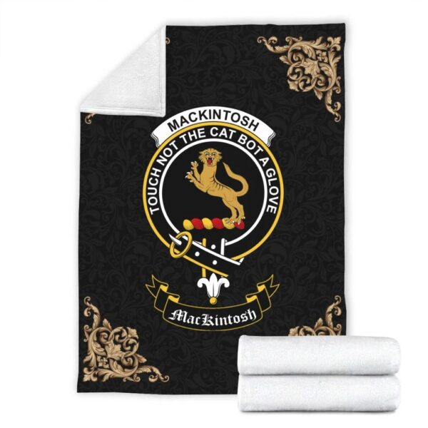 MacKintosh Clan Premium Blanket, Scottish Tartan MacKintosh Clans Blanket Black Style