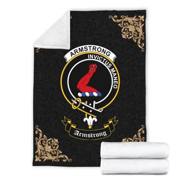 Armstrong Clan Premium Blanket, Scottish Tartan Armstrong Clans Blanket Black Style