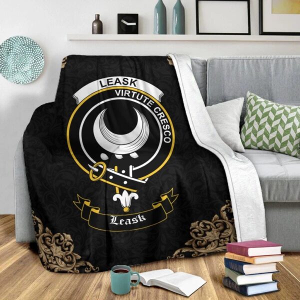 Leask Clan Premium Blanket, Scottish Tartan Leask Clans Blanket Black Style - Image 2