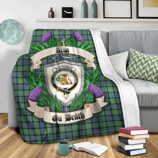 MacThomas Ancient Clan Blanket, Scottish Tartan MacThomas Ancient Clans Blanket Thistle Style - Image 2