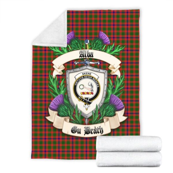 Skene Modern Clan Blanket, Scottish Tartan Skene Modern Clans Blanket Thistle Style