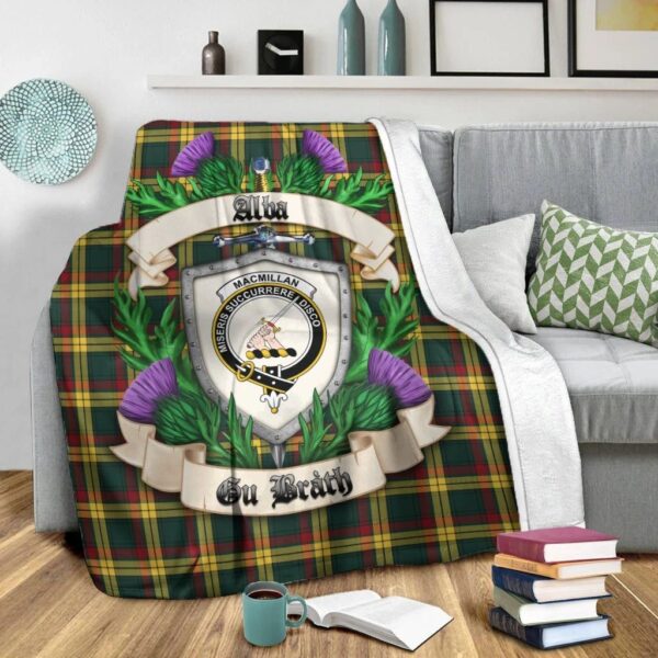 MacMillan Old Modern Clan Blanket, Scottish Tartan MacMillan Old Modern Clans Blanket Thistle Style - Image 2