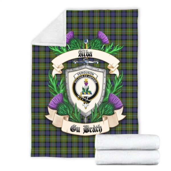 Fergusson Modern Clan Blanket, Scottish Tartan Fergusson Modern Clans Blanket Thistle Style