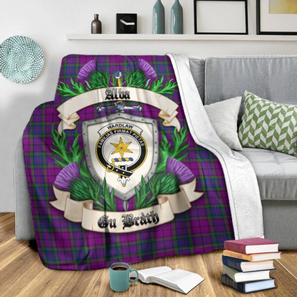 Wardlaw Modern Clan Blanket, Scottish Tartan Wardlaw Modern Clans Blanket Thistle Style - Image 2