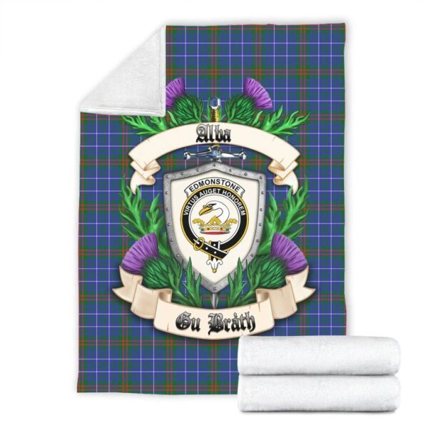 Edmonstone Clan Blanket, Scottish Tartan Edmonstone Clans Blanket Thistle Style