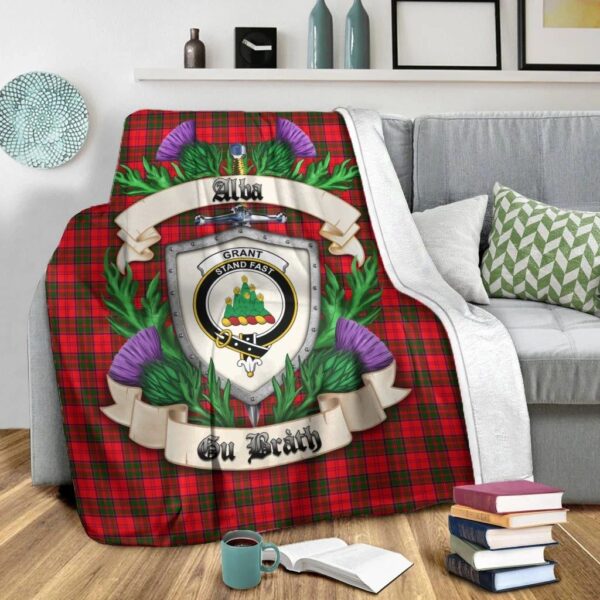 Grant Modern Clan Blanket, Scottish Tartan Grant Modern Clans Blanket Thistle Style - Image 2