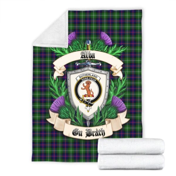 Sutherland Modern Clan Blanket, Scottish Tartan Sutherland Modern Clans Blanket Thistle Style