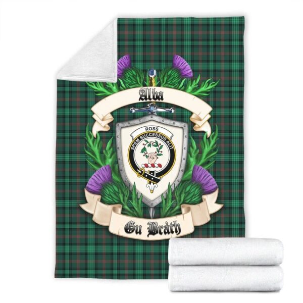 Ross Hunting Modern Clan Blanket, Scottish Tartan Ross Hunting Modern Clans Blanket Thistle Style