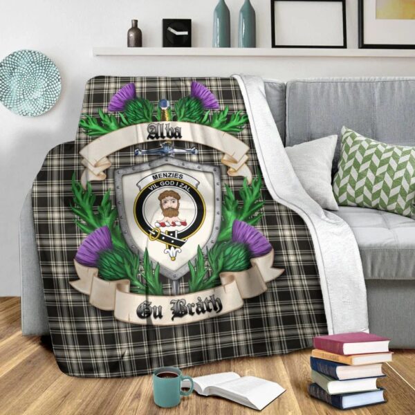 Menzies Thistle & White Ancient Clan Blanket, Scottish Tartan Menzies Thistle & White Ancient Clans Blanket Thistle Style - Image 2