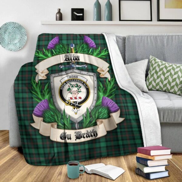 Ross Hunting Modern Clan Blanket, Scottish Tartan Ross Hunting Modern Clans Blanket Thistle Style - Image 2